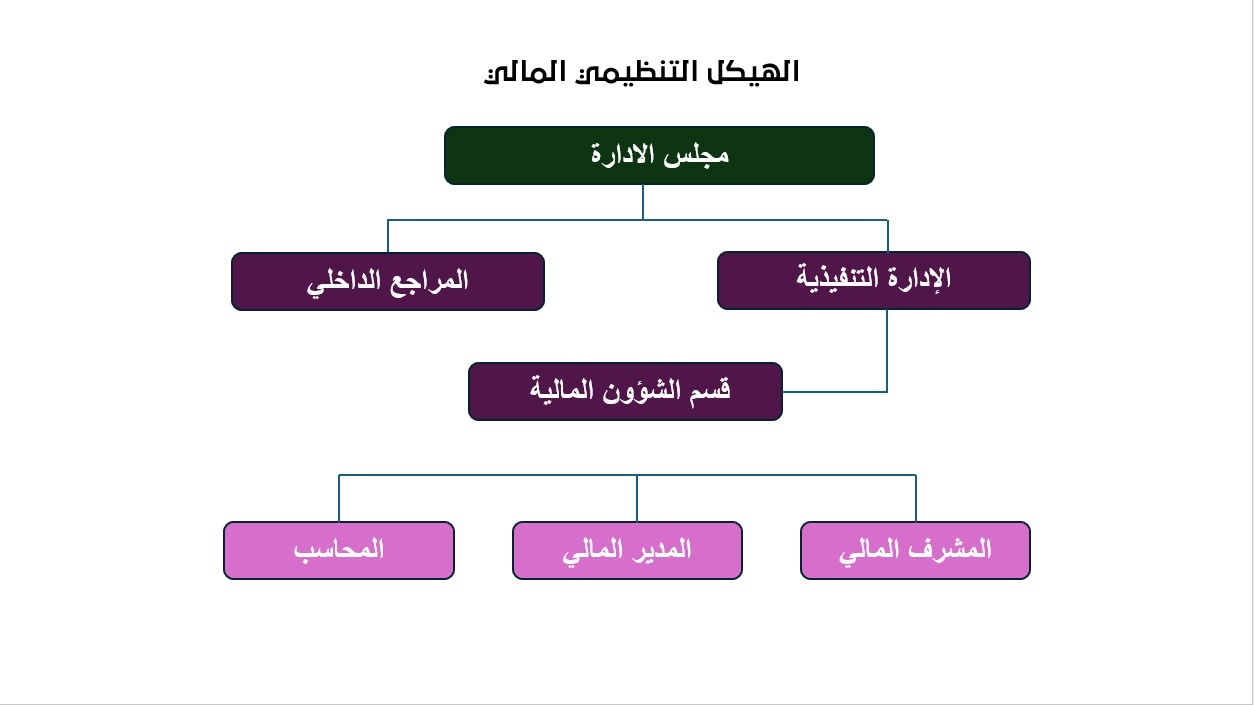 الهيكل التنظيمي للوظائف المالية بجمعية الدعوة والإرشاد وتوعية الجاليات بأبا الورود